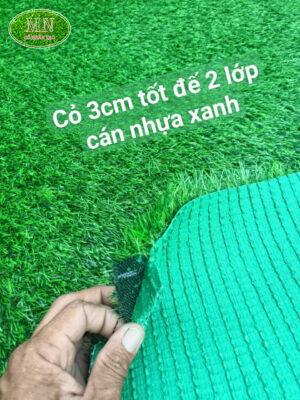 thảm cỏ nhân tạo 3cm đế 2 lớp cán nhựa nhanh